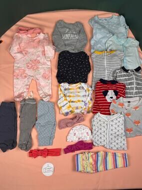 Baby Girl 0–3M Fall/Winter Clothing Lot – 21 Pieces #557